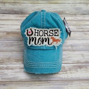 NEW Women's Distressed Horse Mom Blue Adjustable Baseball Cap AWST International